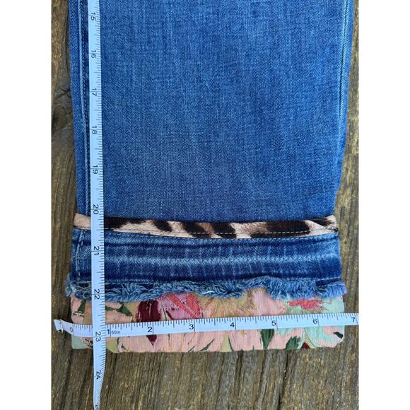 Chico’s So Slimming Girlfriend Slim Leg Ankle Patchwork Cuffed Jeans Size 12P - Picture 6 of 8